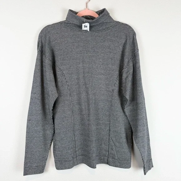 NWT Vintage Gap Houndstooth Turtleneck Long Sleeve Cotton Top Shirt Size Large - Picture 2 of 9